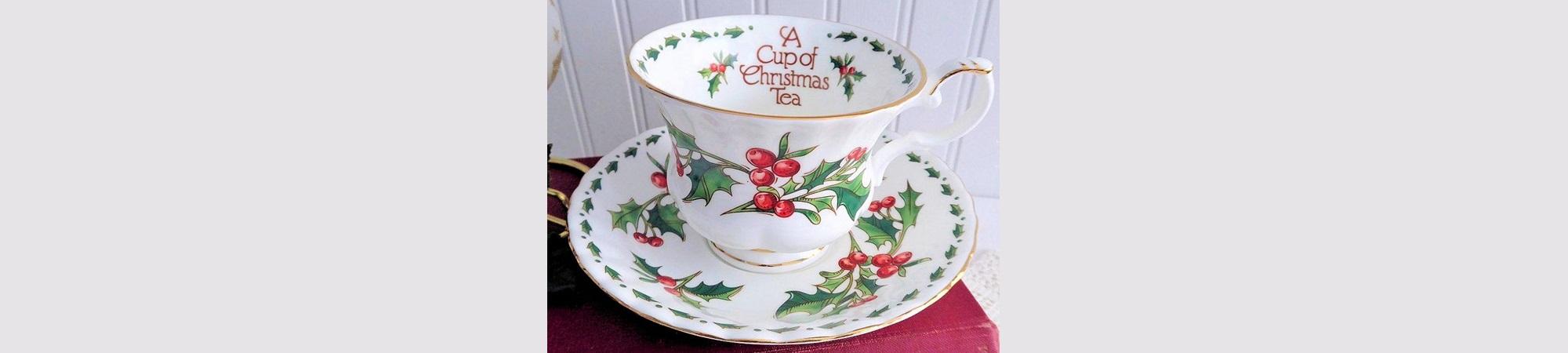 Teacup in Christmas Tea Pattern